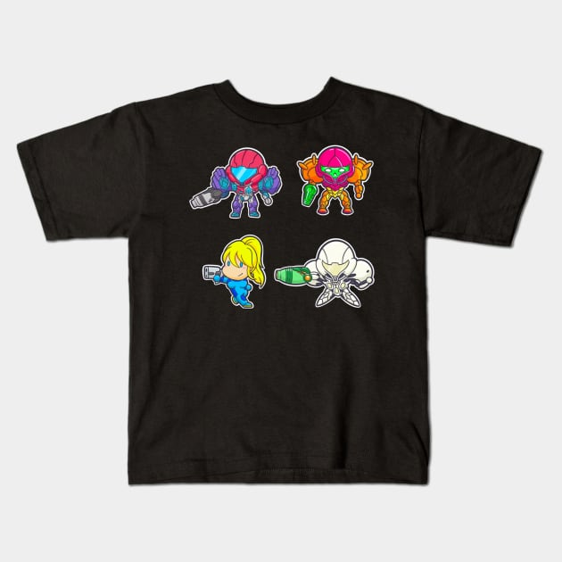 Chibi Metroid (Pack 4) Kids T-Shirt by DrawingsFromHell